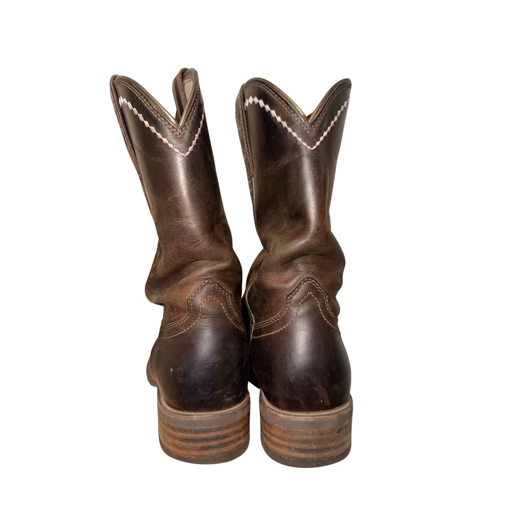 Ariat Brown Leather Western Cowgirl Boots Pink Stitching Comfort Size US 7.5B - Picture 3 of 8